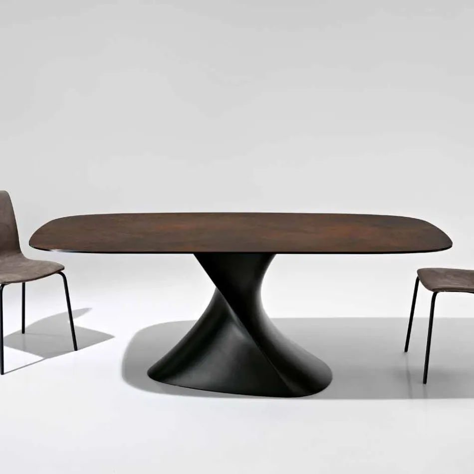 Moderne design keramische glazen tafel gemaakt in Italië, Clark Viadurini