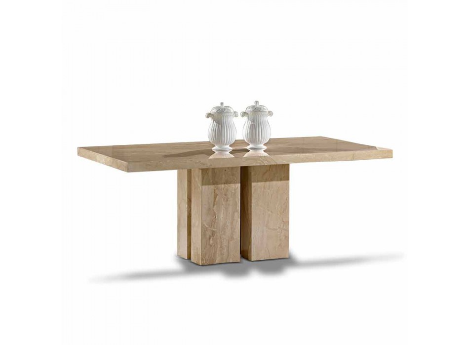 Luxe tafel met modern design, Top in Daino-marmer Made in Italy - Zarino Viadurini
