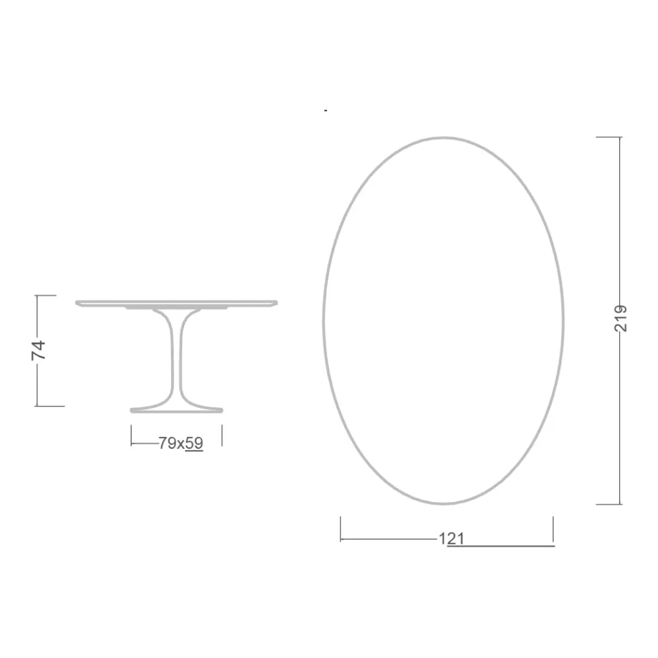 Eero Saarinen Tafel H 74 met ovalen blad in goud calacatta marmer Made in Italy - Scarlet Viadurini