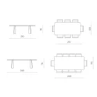 Tafel met houtlook en gebogen poten, verkrijgbaar in twee maten en diverse afwerkingen - Argo Viadurini