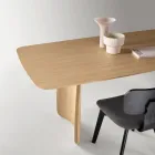 Tafel met houtlook en gebogen poten, verkrijgbaar in twee maten en diverse afwerkingen - Argo Viadurini