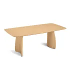 Tafel met houtlook en gebogen poten, verkrijgbaar in twee maten en diverse afwerkingen - Argo Viadurini