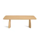 Tafel met houtlook en gebogen poten, verkrijgbaar in twee maten en diverse afwerkingen - Argo Viadurini