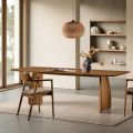 Tafel met houtlook en gebogen poten, verkrijgbaar in twee maten en diverse afwerkingen - Argo