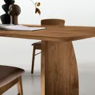 Tafel met houtlook en gebogen poten, verkrijgbaar in twee maten en diverse afwerkingen - Argo Viadurini