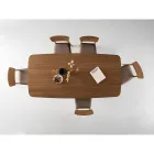 Tafel met houtlook en gebogen poten, verkrijgbaar in twee maten en diverse afwerkingen - Argo Viadurini