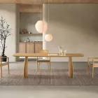 Tafel met houtlook en gebogen poten, verkrijgbaar in twee maten en diverse afwerkingen - Argo Viadurini