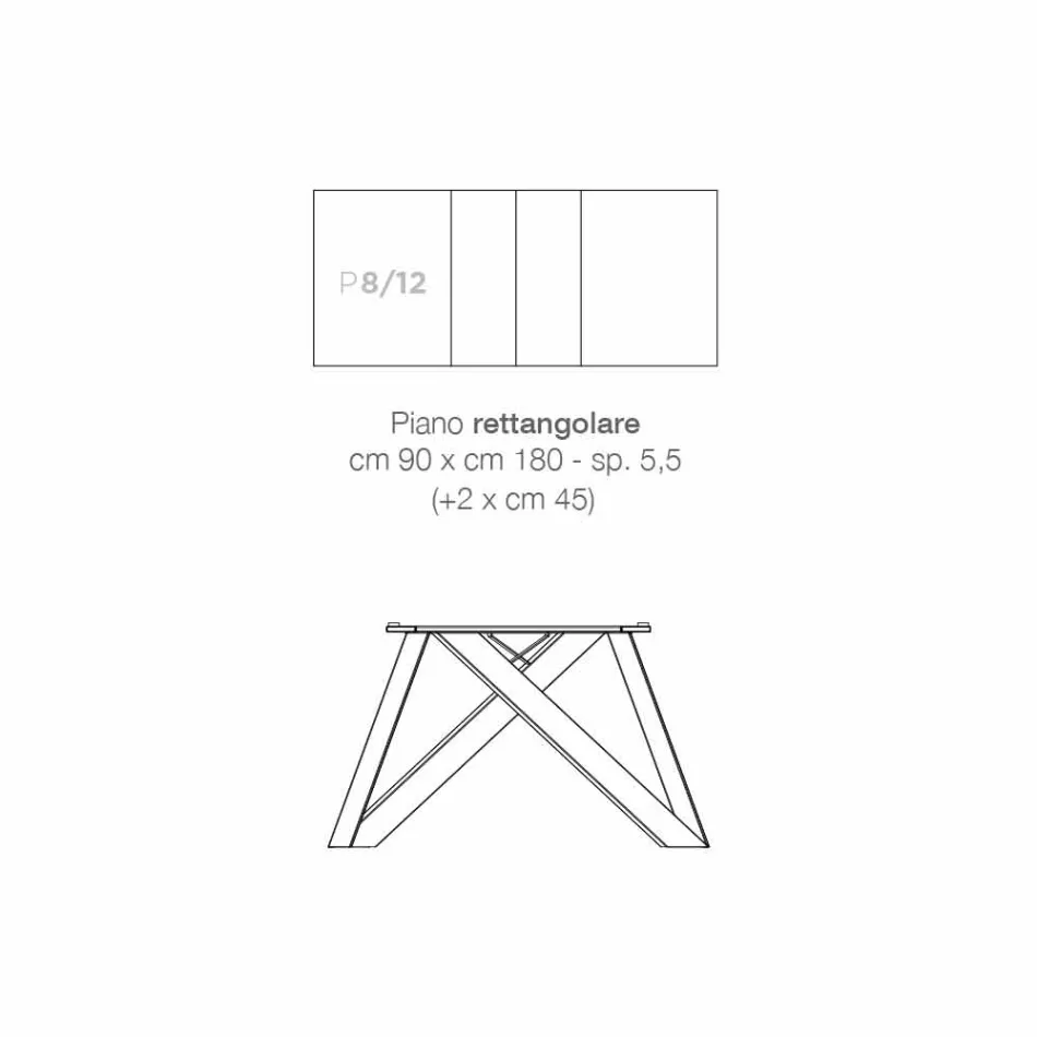 Moderne verlengbare tafel gemaakt van gemaakt in Italië melamine hout, Wilmer Viadurini