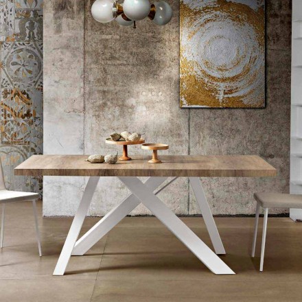 Moderne verlengbare tafel gemaakt van gemaakt in Italië melamine hout, Wilmer Viadurini