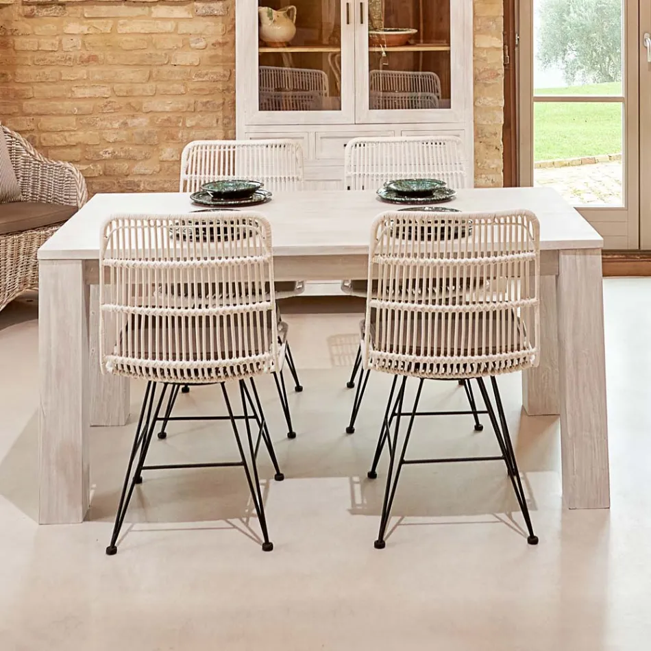 190x100 cm Vaste woonkamertafel van massief teakhout - Vlaams Viadurini