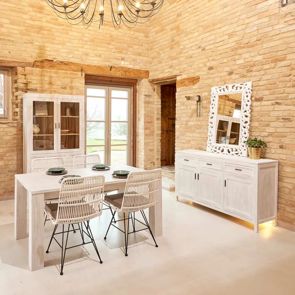 190x100 cm Vaste woonkamertafel van massief teakhout - Vlaams Viadurini