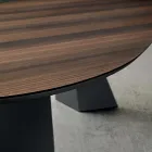 Vaste tafel 210x109 cm van metaal en ovaal gefineerd eikenhout - Marcello Viadurini