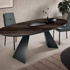Vaste tafel 210x109 cm van metaal en ovaal gefineerd eikenhout - Marcello Viadurini