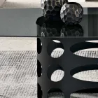 Vaste tafel 210x110 cm met glad blad van gerookt glas, gemaakt in Italië - Tano Viadurini