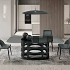 Vaste tafel 210x110 cm met glad blad van gerookt glas, gemaakt in Italië - Tano Viadurini