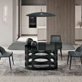 Vaste tafel 210x110 cm met glad blad van gerookt glas, gemaakt in Italië - Tano