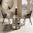 Vaste tafel 210x110 cm met blad van gehamerd glas, gemaakt in Italië - Tano Viadurini