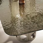 Vaste tafel 210x110 cm met blad van gehamerd glas, gemaakt in Italië - Tano Viadurini