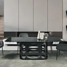 Vaste tafel 210x110 cm met blad van gehamerd glas, gemaakt in Italië - Tano Viadurini