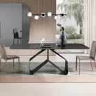 Vaste tafel 210x110 cm met geribbeld glazen blad en metalen onderstel - Adriano Viadurini
