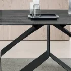 Vaste tafel 210x110 cm met geribbeld glazen blad en metalen onderstel - Adriano Viadurini