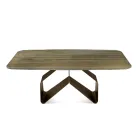 Vaste tafel 210x110 cm met geribbeld glazen blad en metalen onderstel - Adriano Viadurini