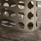 Vaste tafel 210x110 cm met geribbeld glazen blad, gemaakt in Italië - Tano Viadurini