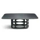 Vaste tafel 210x110 cm met geribbeld glazen blad, gemaakt in Italië - Tano Viadurini