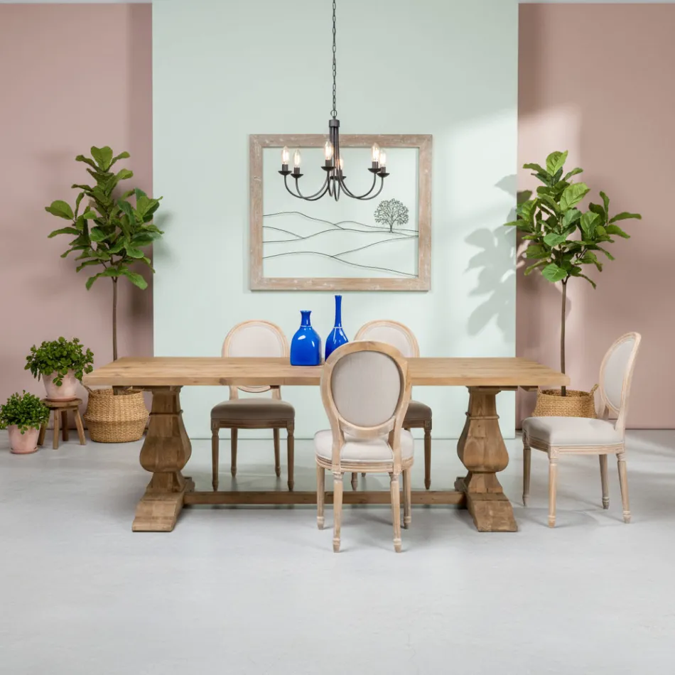 Vaste tafel 240x100 cm van verouderd natuurlijk grenenhout - Africo Viadurini