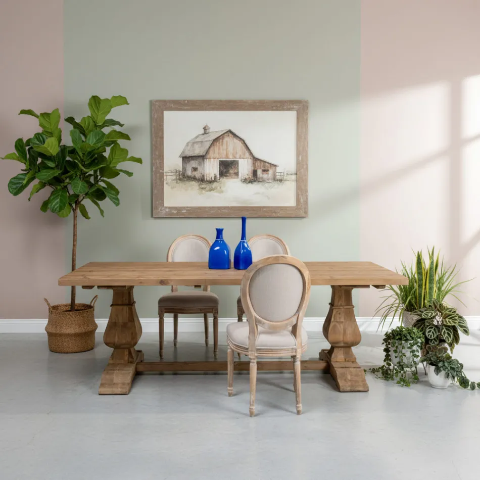 Vaste tafel 240x100 cm van verouderd natuurlijk grenenhout - Africo Viadurini