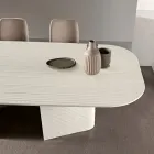 Vaste tafel 240x120 cm van geribbeld of gelakt glas, gemaakt in Italië - Varo Viadurini