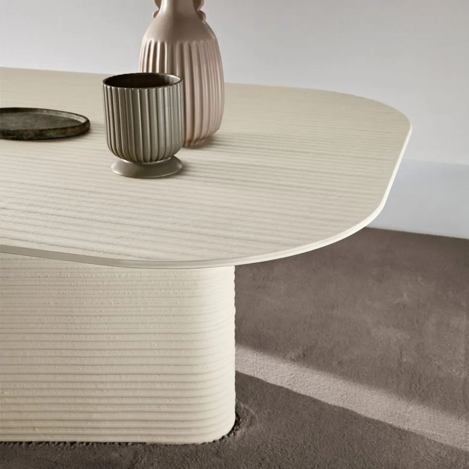 Vaste tafel 240x120 cm van geribbeld of gelakt glas, gemaakt in Italië - Varo Viadurini