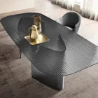 Vaste tafel 240x120 cm van transparant geribbeld glas, gemaakt in Italië - Varo Viadurini