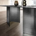 Vaste tafel 240x120 cm van transparant geribbeld glas, gemaakt in Italië - Varo Viadurini