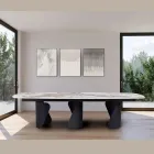 Vaste tafel 300x120 cm in metaal en gesinterd stenen blad - Valmira Viadurini