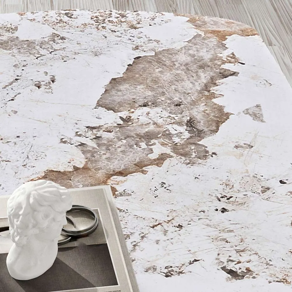 Vaste tafel 300x120 cm in metaal en gesinterd stenen blad - Valmira Viadurini