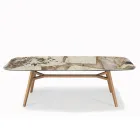 Vaste tonvormige tafel met Canaletto walnoot essen onderstel Made in Italy - Noord Viadurini