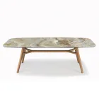 Vaste tonvormige tafel met Canaletto walnoot essen onderstel Made in Italy - Noord Viadurini