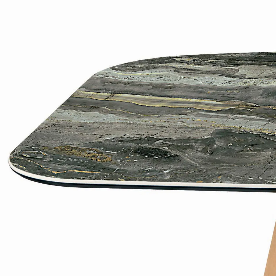 Vaste tonvormige tafel met Canaletto walnoot essen onderstel Made in Italy - Noord Viadurini