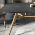 Vaste tonvormige tafel in laminaat en essenhout Made in Italy - Noord Viadurini