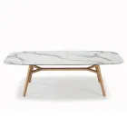 Vaste tonvormige tafel in laminaat en essenhout Made in Italy - Noord Viadurini