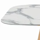 Vaste tonvormige tafel in laminaat en essenhout Made in Italy - Noord Viadurini