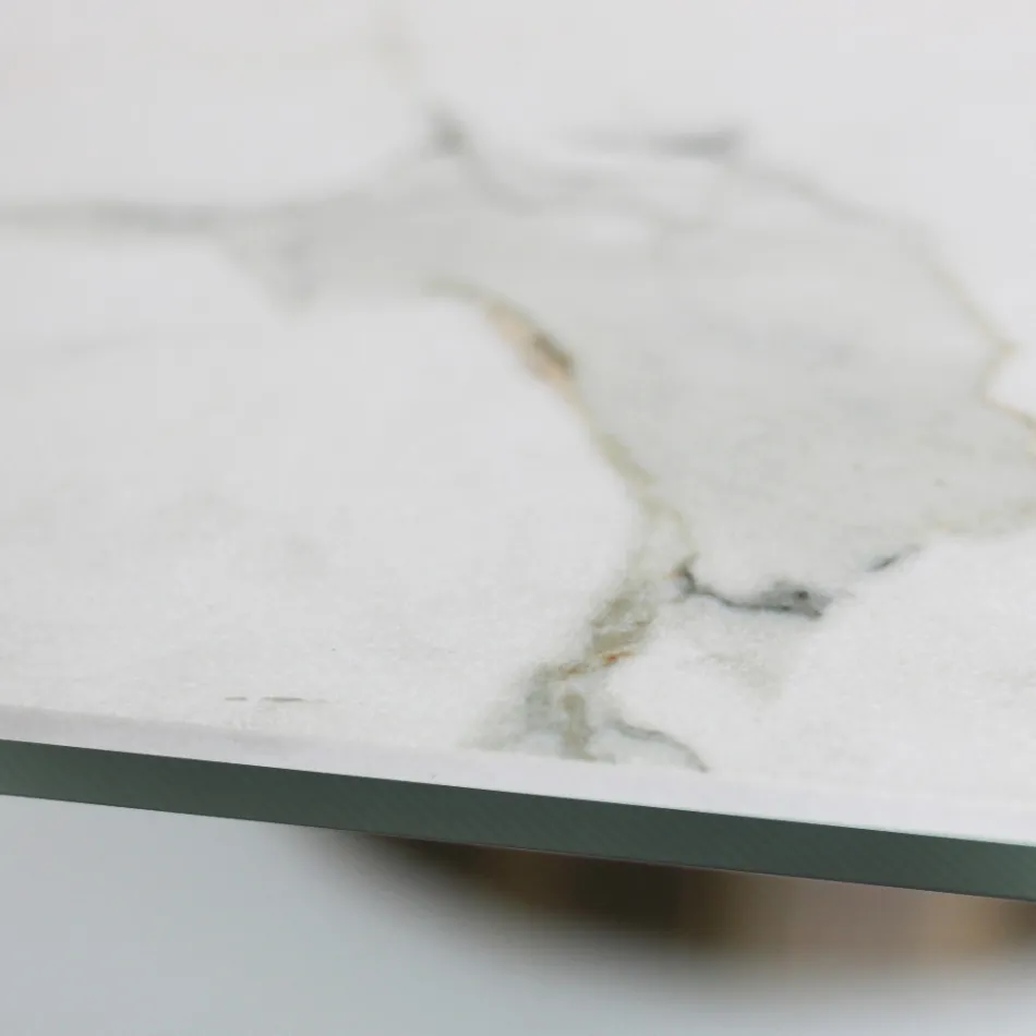 Vaste tafel met stalen onderstel en keramisch blad Made in Italy - Broek Viadurini