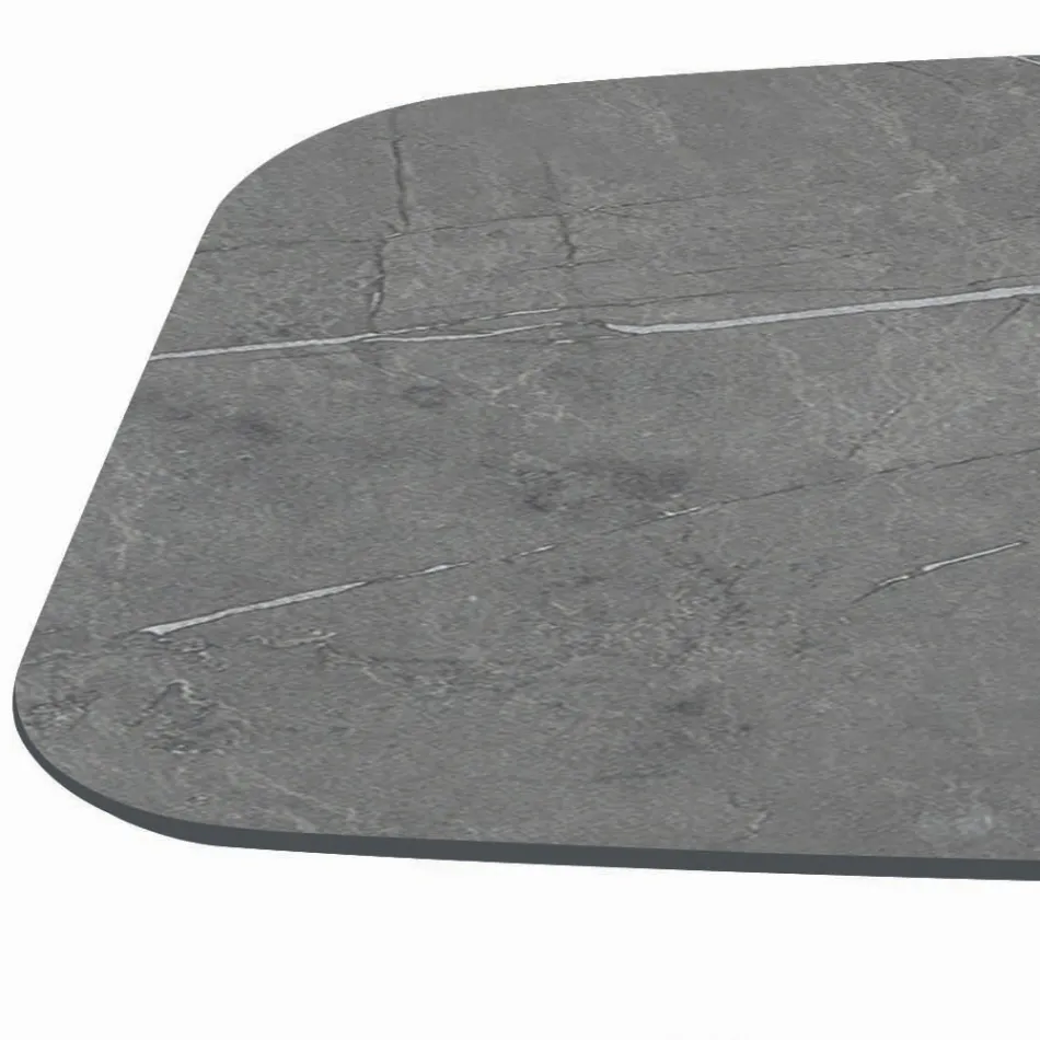 Vaste tafel met zwart stalen onderstel en laminaatblad Made in Italy - Bril Viadurini