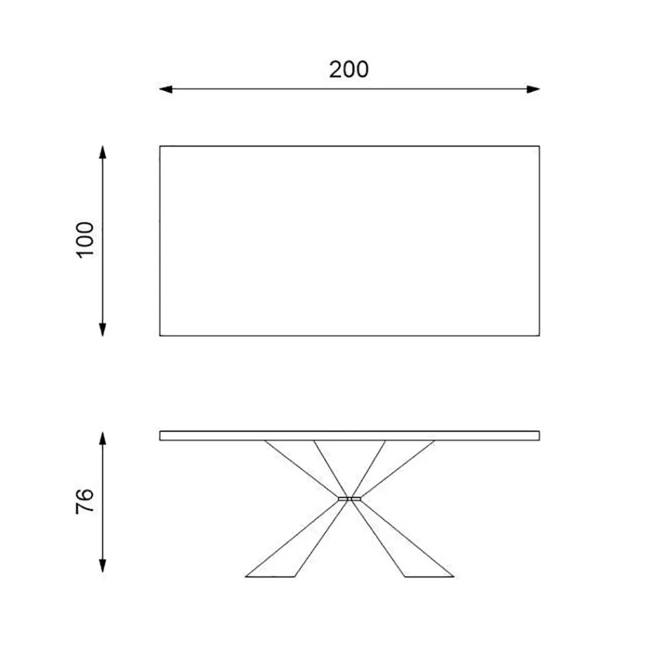 Vaste tafel met metalen onderstel en gefineerd eiken blad - Marineblauw Viadurini