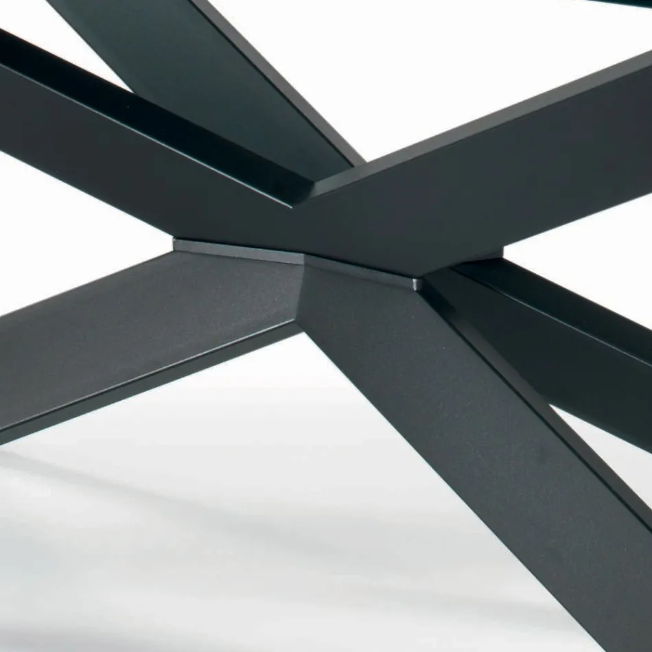 Vaste tafel met omgekeerde rand van extra helder glas en staal Made in Italy - Grotta Viadurini