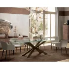 Vaste tafel met omgekeerde rand van extra helder glas en staal Made in Italy - Grotta Viadurini