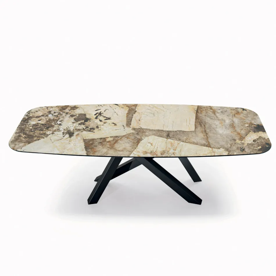 Vaste tafel met tonvormig blad van keramiek Made in Italy - Settimmio Viadurini