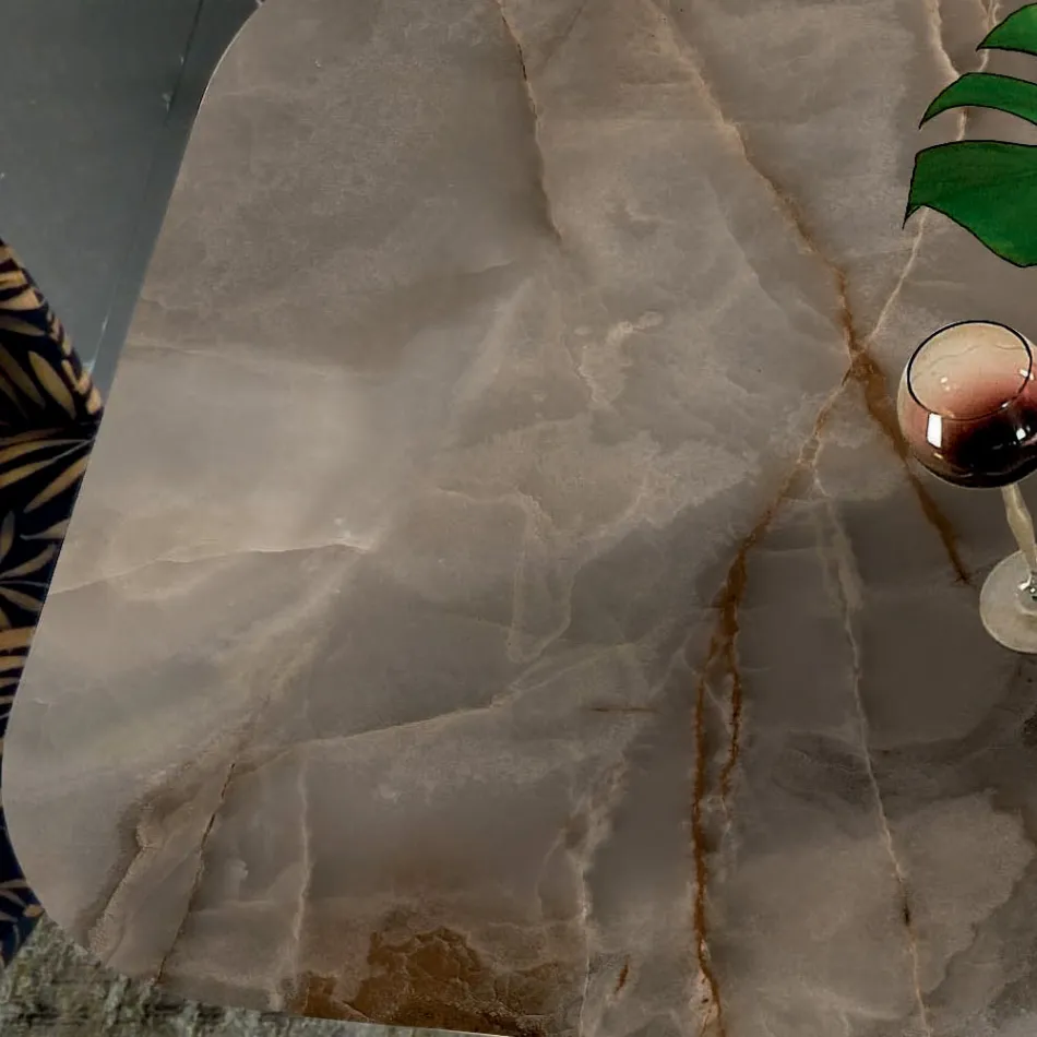 Vaste tafel met tonvormig blad van keramiek Made in Italy - Settimmio Viadurini