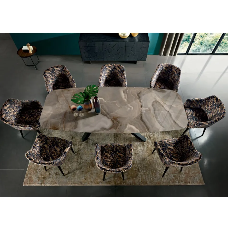 Vaste tafel met tonvormig blad van keramiek Made in Italy - Settimmio Viadurini